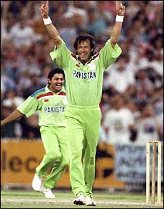 Imran Khan after taking wicket