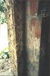 Closer view of the lime stone door jamb.