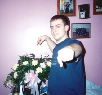 Dwayne with Flowers Wendy wanted