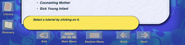 IMCI tutorial menu (index)
