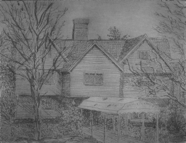 Etching of the Salem Witch House