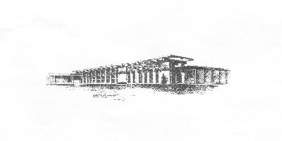 (7KB) Graphic of School from Cover of Commencement Program
