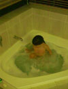 Cintzi in what was to become a monster bubble bath !