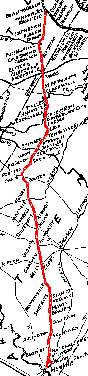 Map from L&N Louisville Div. timetable