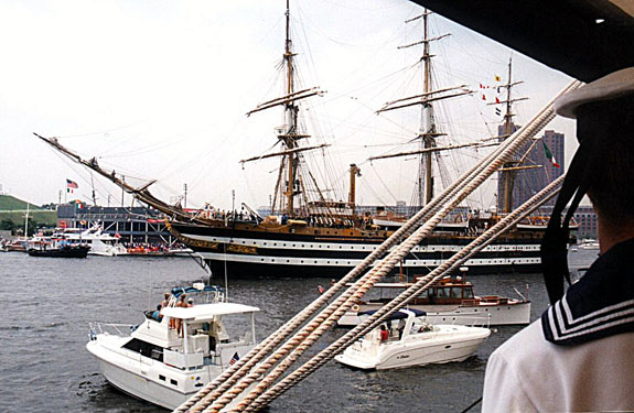 Amerigo Vespucci (Italy) from the Gorch Fock (Germany) - Photo by Frank Pierce