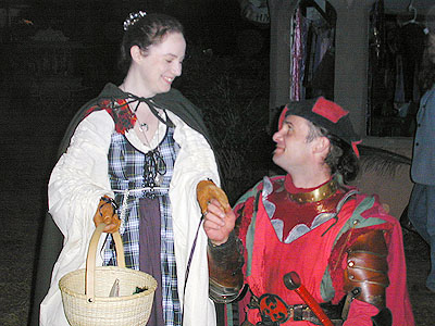 The knight is 'Sir Joseph', a performer with the Hanlon-Lees Action Theater Group.