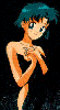 A cutout of Amy covered in space material