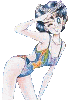 Ami in a really terrible bathingsuit.