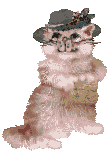 animated picture of gray kitty shopping!