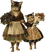 antique picture from postcard of two kitties holding flowers!