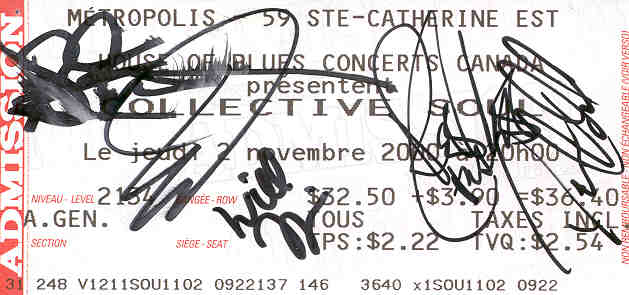 autographed ticket stub