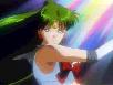 Sailor Pluto stops time to allow Uranus and Neptune to escape the exploding helecopter