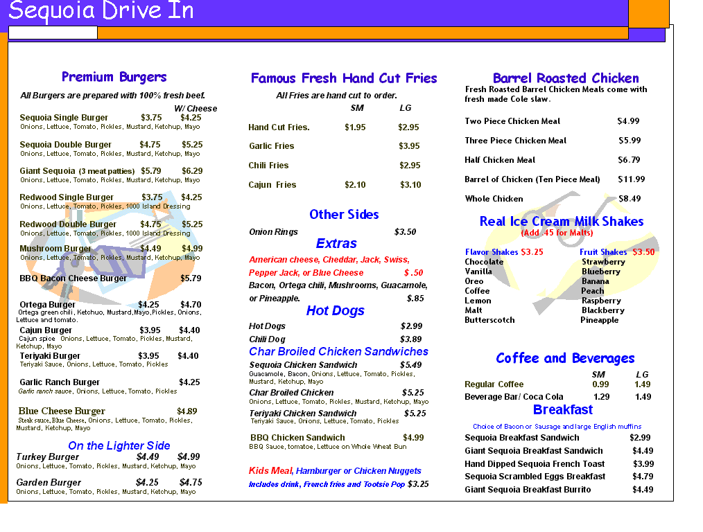 Sequoia Drive-In Menu