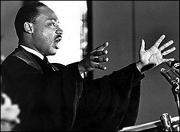 Dr. Martin Luther King Jr. in Ebenezer Baptist Church in Atlanta on April 30, 1967, as he urges America to repent and abandon its 