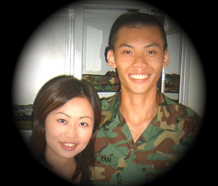 My dear and me during parents visit at Pulau Tekong