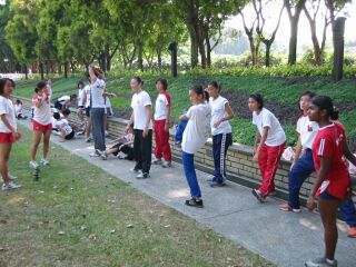 Girls Team warming up