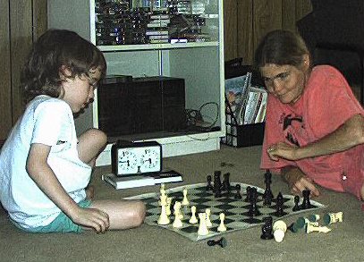 Vincent and Elizabeth playing chess