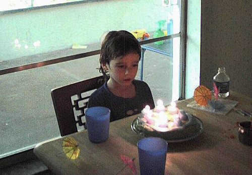 Vincent and lit cake