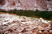 LEFT - 25 MILE RAPIDS. CC= 20. ROCKY, LATE MORNING SHADE. 1975. NPS,  BORDEN.