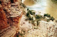 LEFT - MARBLE CANYON DAM SITE 39.8 (LOWER) CC=15. CONSTRUCTION LITTER IN CANYON. 1975. NPS,  BORDEN.
