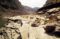 LEFT - 121.9 MILE CC=40. UNDERUSED LEDGE CAMPSITE. 1975. NPS, BORDEN.<br>