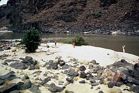 RIGHT - BEDROCK RAPIDS. CC=40. 1975. NPS, BORDEN.<br>
