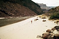 LEFT - 134.5 MILE. CC=40. EROSION AT BACK PORTION OF CAMPSITE. 1975. NPS, BORDEN.<br>