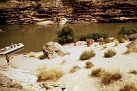 LEFT - FISHTAIL RAPIDS (UPPER) CC=40. HEAVY USE. DEGRADING CAMPSITE. 1975. NPS, BORDEN.<br>