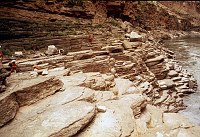 LEFT -  SINYALA RAPIDS LEDGE. (TOP  VIEW) CC=30. GOOD ROCK LEDGE CAMPSITE. 1975. NPS, BORDEN.