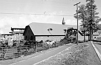 PORTION OF PROPOSED HERITAGE CAMPUS: MULES IN CORRAL BY AMFAC MULE BARN. SIDEWALK AND VILLAGE LOOP ROAD (R) CIRCA 1997. NPS, QUINN