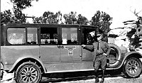 HARVEY TOURING CAR &quotCARDENAS" AT HERMITS REST. DRIVER IS WILLIAM GUY BASS, SON OF W.W. BASS. CIRCA 1918. BASS.