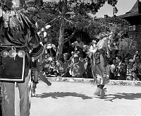 PRIME MINISTER UNU OF BURMA VIEWING HOPI INDIAN DANCES AT THE HOPI HOUSE. 11 JULY 1955