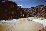 LOOKING DOWN THE COLORADO JUST ABOVE THE MOUTH OF BRIGHT ANGEL CREEK, MILE 87.5. AUG 1963. NPS, BELKNAP C-30