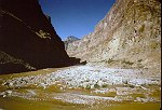 LOOKING DOWN THE GRAND CANYON AT THE MOUTH OF KANAB CREEK. KANAB CREEK IS IN THE FOREGROUND, COLORADO RIVER AT LEFT. 22 AUG 1963. NPS, BELKNAP 86