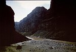 LOOKING UP THE GRAND CANYON FROM THE MOUTH OF KANAB CREEK. KANAB CREEK ENTERS THE PICTURE AT LEFT. 22 AUG 1963. NPS, BELKNAP 92