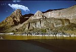 BASALT FORMATION ACROSS THE COLORADO FROM SPRING CANYON, MILE 204. 25 AUG 1963. NPS, BELKNAP 131