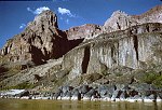 BASALT FORMATION ACROSS THE COLORADO FROM SPRING CANYON, MILE 204. 25 AUG 1963. NPS, BELKNAP 132