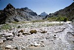 LOOKING UP DIAMOND CREEK FROM ITS MOUTH. MILE 225.5. 28 AUG 1963. NPS, BELKNAP 144