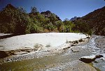 LOOKING UP DIAMOND CREEK FROM ITS MOUTH. MILE 225.5. 28 AUG 1963. NPS, BELKNAP 147