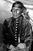 FORMAL PORTRAIT OF FRED KABOTIE, HOPI ARTIST, WHO DID THE PAINTINGS FOR THE DESERT VIEW WATCHTOWER. GRCA 22600. CIRCA 1932. FRED HARVEY PHOTO. 
