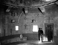 D.V. WATCHTOWER MURAL (B) WITHOUT DECORATOR COLTER'S DESIGN NOTATION. CIRCA 1933. FRED HARVEY CO. 
