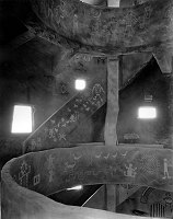 DESERT VIEW WATCHTOWER. INTERIOR FIRST & SECOND GALLERY PARAPETS. CIRCA 1932. FRED HARVEY CO. GRCA 15954.