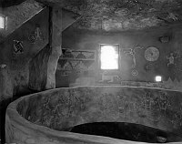 SECOND GALLERY PARAPET INTERIOR OF WATCHTOWER. CIRCA 1932. FRED HARVEY CO. GRCA 22675.