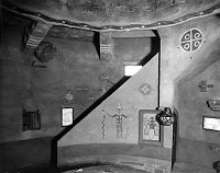 SECOND GALLERY OF PARAPET, INTERIOR OF WATCHTOWER. CIRCA 1932. FRED HARVEY CO. GRCA 22677.