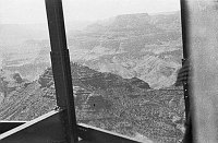 WATCHTOWER CONSTRUCTION SITE. VIEW THROUGH STEEL GIRDERS TOWARDS ESCALANTE BUTTE. CIRCA 1931. COLTER