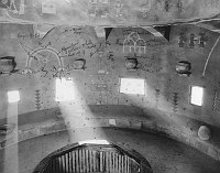 MURAL IN DESERT VIEW WATCHTOWER. MARY COLTER'S WRITTEN NOTATION OVER PHOTO. CIRCA 1932 FRED HARVEY CO
