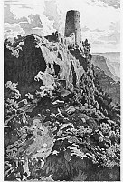 POSTCARD FROM PAINTING OF WATCHTOWER BY GUNNAR WIDFORSS. &quotINDIAN WATCHTOWER." CIRCA 1933. FRED HARVEY CO. 