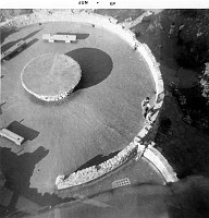 VIEW DOWN ON KIVA OBSERVATION DECK FROM WATCHTOWER. TAKEN BY CONTRACTOR YEARS LATER . CIRCA 1968, HIRCHBORN