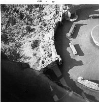 VIEW DOWN ON KIVA OBSERVATION DECK FROM WATCHTOWER. TAKEN BY CONTRACTOR. CIRCA 1968, HIRCHBORN