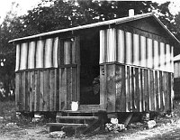 CABIN DETAIL AT WYLIE WAY CAMP, NEAR BRIGHT ANGEL POINT ON THE NORTH RIM. &quotPOOREST ACCOMODATIONS ON OUR TRIP." AUG 1929. SCOTT